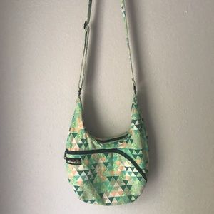 KAVU Crossbody Purse - Green Triangle Pattern